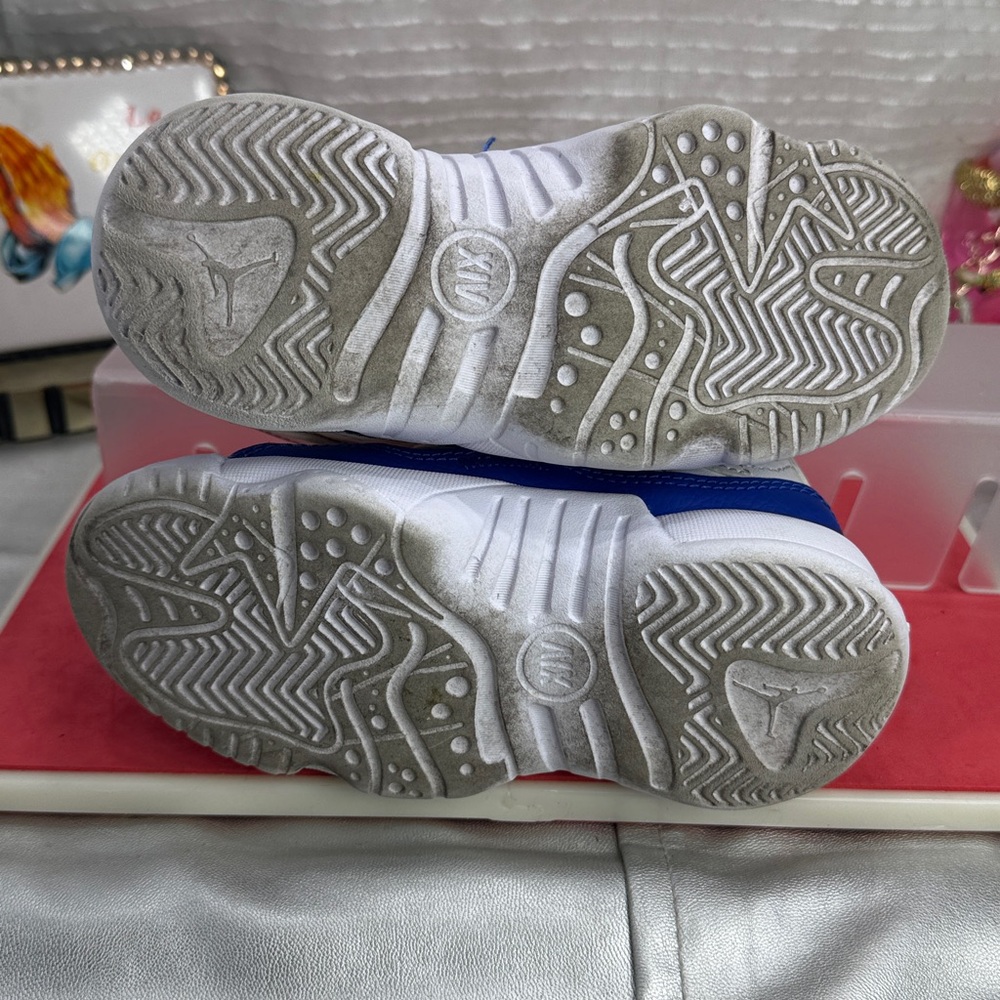 (N1)Jordan Jumpman-Unisex Baby Sneakers (11C,Boy and Girl),White,Blue and Orange - Picture 7 of 14